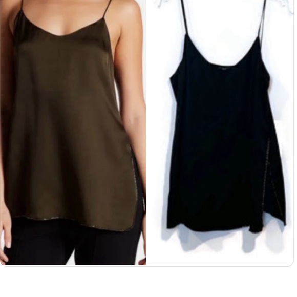 Theory Tops - Theory Black 100% Silk Tank with beaded side slits and hem size small
